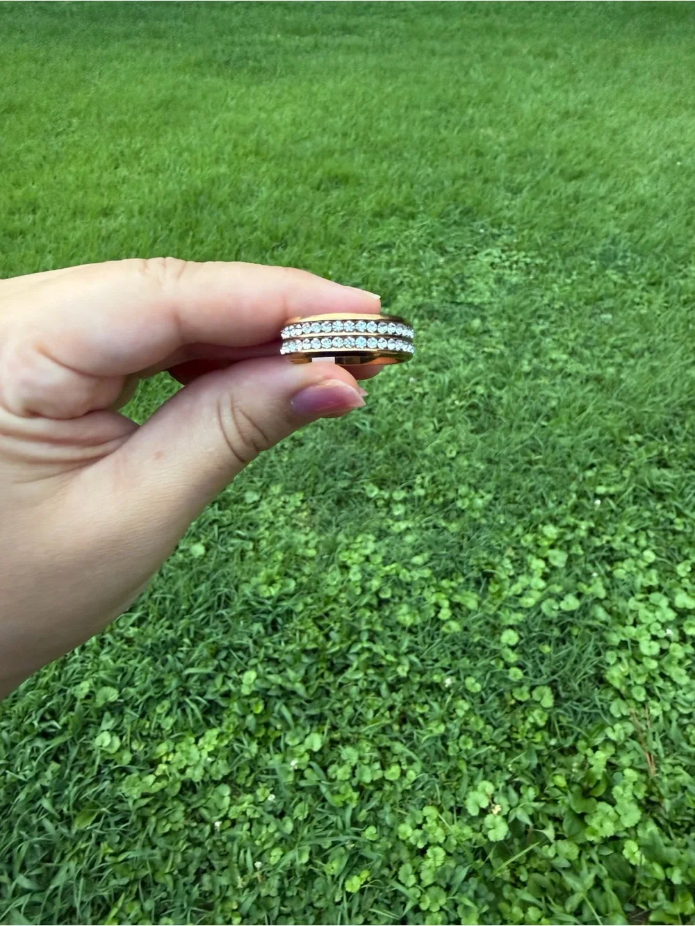 Gold Tone Stainless Steel Double Band Ring